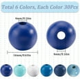 thumbnail image 2 of 180 cuentas redondas de madera azul de 16 mm, lisas, blancas, color océano, naturales, estilo granja, sueltas., 2 of 6