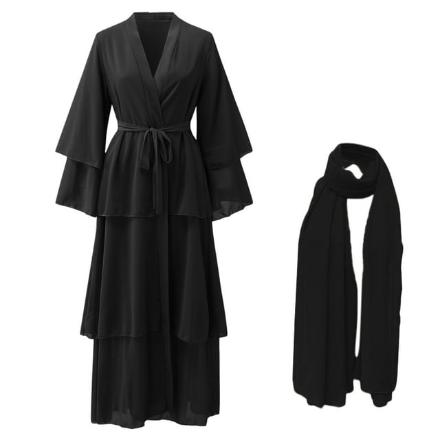 VBARHMQRT Button up Cardigan Women's Soft and Elegant Chiffon Solid Layered Cardigan Loose Long Cardigan