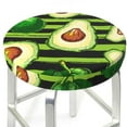 thumbnail image 3 of Fotbe Avocado Green Striped Stool Covers Round,Waterproof Round Bar Stool Covers Bar Chair Covers Washable Stool Cushion Slipcover for 12-14 Inch Chair-14 inch, 3 of 7