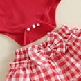 thumbnail image 4 of Wxirdiow 4th of July Little Girl Clothes Infant Newborn Baby Girl 4th of July Outfits Letter Romper Tutu Bloomers Shorts Set First Fourth of July Set Red Size,6-12 Months, 4 of 5