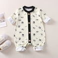 thumbnail image 2 of 3-6 Months Infant Print Rompers,Cute Cartoon Long Sleeve Baby Jumpsuit,Soft Warm Fall Winter Unisex Onesie for Newborn Infant Boys Girls 3 6 9 12 18 Months,Black, 2 of 4