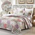thumbnail image 4 of Quilt Set Queen Size, 3 Pieces Bedspread Coverlet Plaid Patchwork Quilt Farmhouse Queen Size Comforter Set Lightweight Bedding with 2 Pillow Covers Shams for All Season Floral Red Purple, 4 of 12