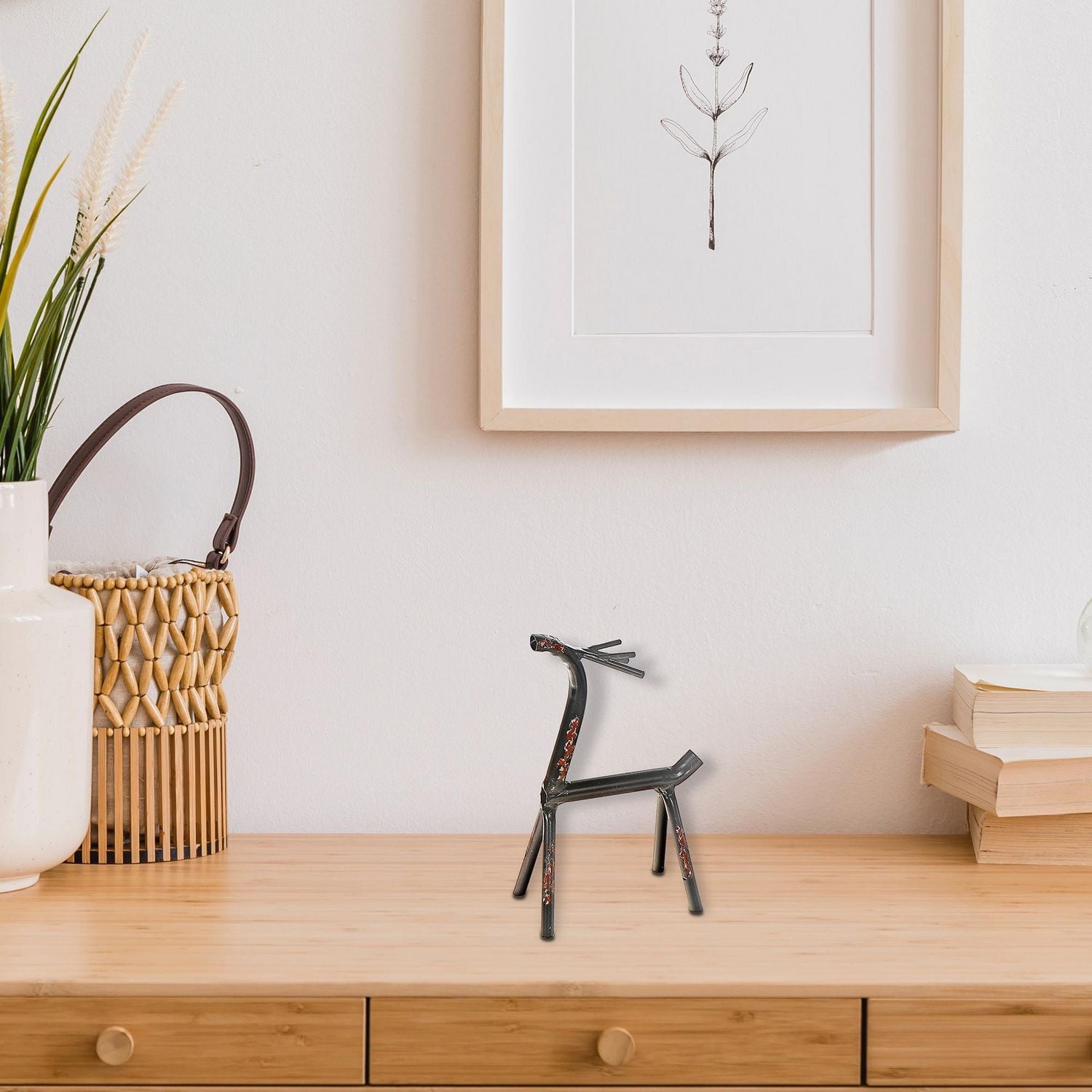 Black Metal Standing Deer Nose Up