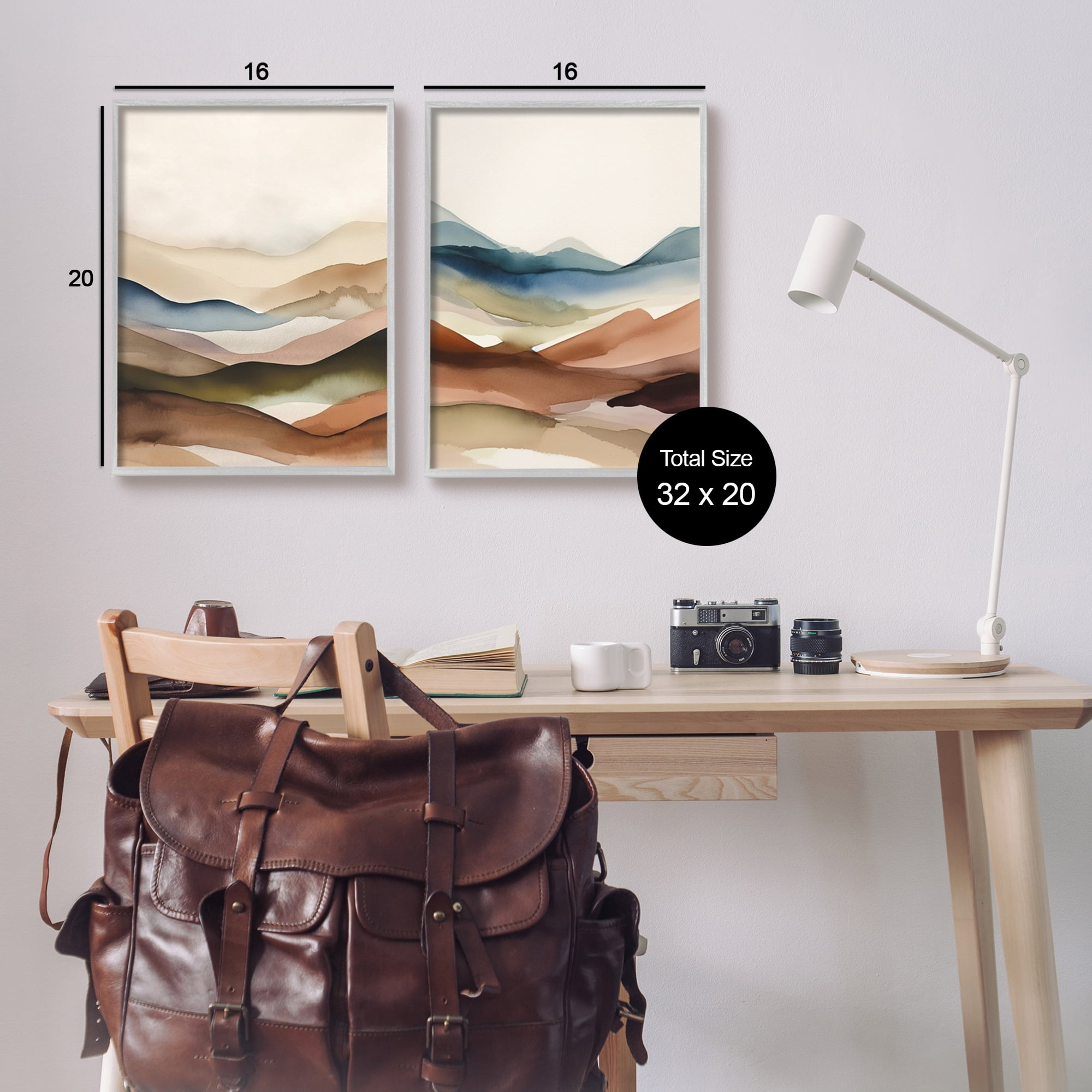 Stupell Industries Abstract Desert Dunes Landscape Painting Gray Framed Art Print Wall Art, 16 x 20
