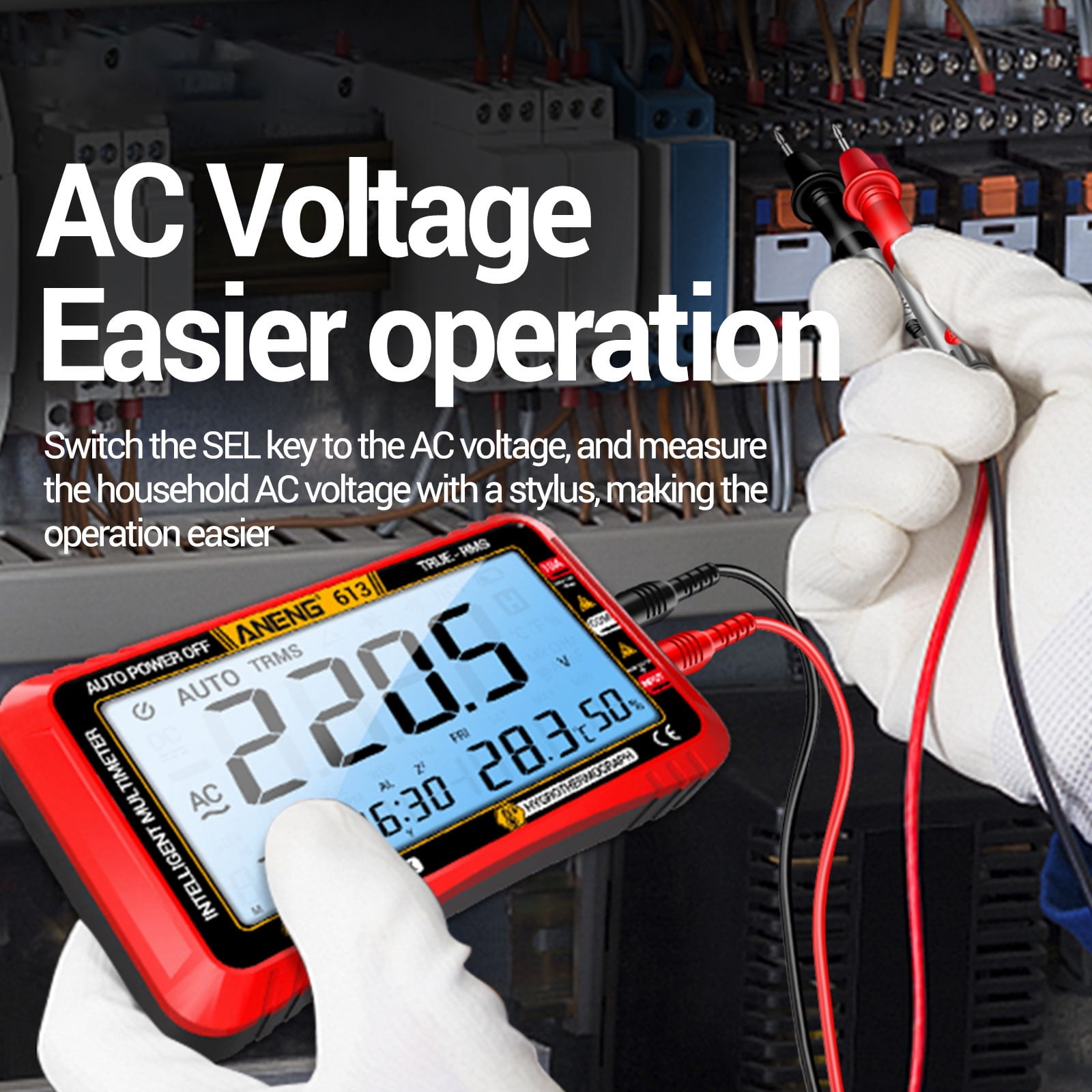 3 in 1 Smart Multimeter Perpetual Calendar Temperature Hygrometer 4000 Counts Digital AC/DC Curent Voltage Resistance Capacitor Tester Professional Test Tools