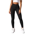 thumbnail image 2 of Qulqfy Black Yoga Leggings for Womens High Waisted Stretch Tummy Control Petite Booty-Lifting Lounge Pants M, 2 of 7