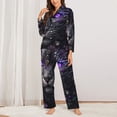thumbnail image 2 of Balery Purple-Eyed Floral Leopard Conjunto de Pijama con Estampado para Mujer, Conjunto de Dos Piezas con Manga Larga, Ropa de Dormir Suave con Bolsillos, Pijamas Cómodos-Small, 2 of 7