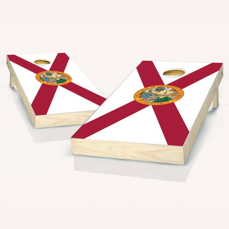 Skip's Garage Florida Flag Solid Wood Cornhole Board Set