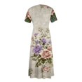 thumbnail image 7 of LWavelet Women's Plus Size Bohemian Patchwork Maxi Dress Short Sleeve Tie Waist Casual Ethnic Dress with Pockets Pink 5XL, 7 of 7