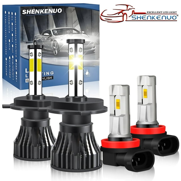 For Mitsubishi Mirage 2014 2015-2024 H4+H11 LED Headlight Hi-Low Beam Fog Light Bulbs Kit 4x 6000K White,400% Brighter than Halogen