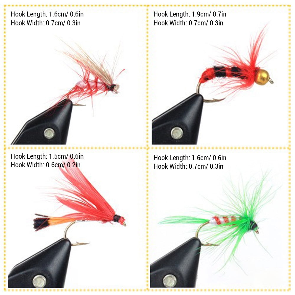 walmeck 100pcs Fly Fishing Flies Kit Dry Fly Fishing Flies Assortment with Fly Box Trout Bass