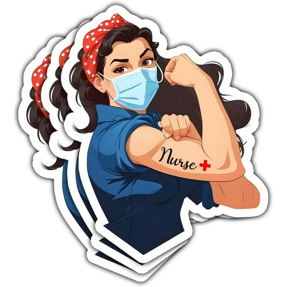 Nurse Strong Girl Sticker, Nurse Life Sticker, Nurse Car Sticker, Nurse Decals for Vehicles, RN Car Decal Window Sticker - Stickers for Laptop Water Bottle Phone Car Window Helmet 3" (3x3inch)