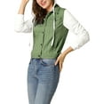 thumbnail image 5 of Allegra K Women's Denim Jacket Button Down Long Sleeve Drawstring Hood Jean Jackets, 5 of 6
