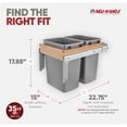 thumbnail image 4 of Rev-A-Shelf 35 Qt Pullout Top Mount Trash Cans w/ Soft-Close, 4WCTM-18BBSCDM2, Gray, 4 of 12