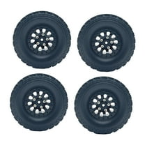 Kokiya 4 Pieces Tire Wheel Replacing Metal Wheel Rim Tire for 1/12 1/16 Vehicle DIY black