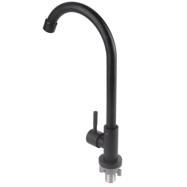 Grifo de agua fría Sincero giratorio de 90 grados Negro mate para lavabo de cocina