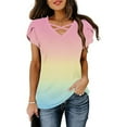 thumbnail image 3 of Jalioing Women's Summer Shirts Short Sleeve Cross V Neck Gradient Blouses Trendy Fashion Tunic Tops Outfits, 3 of 6