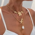 thumbnail image 4 of NICKSUN Boho Ocean Layered Necklace Set, Starfish Seashell Conch Imitation Pearl Multi-Strand Y Drop Choker, Gold Flat Snake Chain Beach Neck Jewelry for Women, 4 of 9
