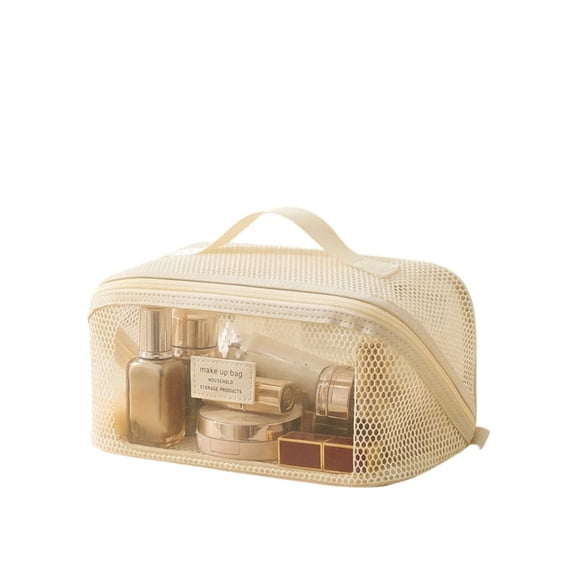 Makeup Bag Large Capacity Travel Toiletry Organizer with Mesh Window, Portable Cosmetic Pouch 9.45x5.12x5.12In for Women Travel