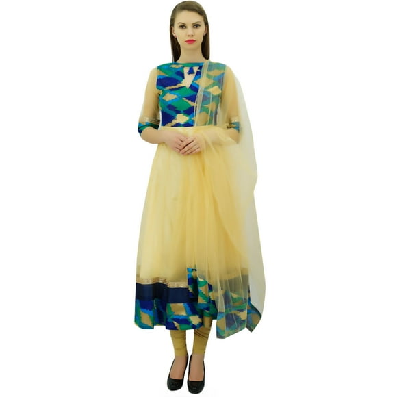 Atasi Women's Designer Beige Anarkali Salwar Suit Set Ethnic Casual Dress-12