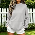 thumbnail image 5 of Womens Mock Neck Sweatshirts Oversized Pullover Fall Outfits Fall Fashion Clothes 2026,Long Sleeve,Comfort Soft Fleece,Casual Travel Work Hiking Outfit Gray L, 5 of 9