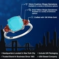 thumbnail image 2 of Gem Stone King 4.08 Ct Cushion Green Turquoise Red Garnet 10K White Gold Ring (Size 7), 2 of 6