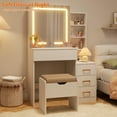 thumbnail image 3 of GloryStar Small Makeup Vanity Table with Mirror, 3-Mode LED Lights, Storage Drawers, and Power Outlet, Compact Design, 3 of 9