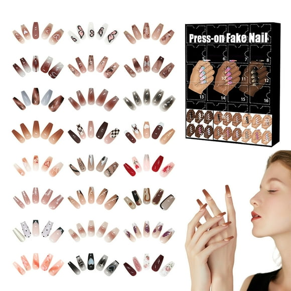 Christmas Makeup Advent Calendar, Nail Polish Set Make Up Advent Calendar 2024 New, Nail Slices Suitable as Gifts, for Girls, Wives, Women and Diversified Nail Products