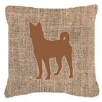 Carolines Treasures Basenji Burlap and Brown Indoor & Outdoor Decorative Fabric Pillow - 18 x 18 in.