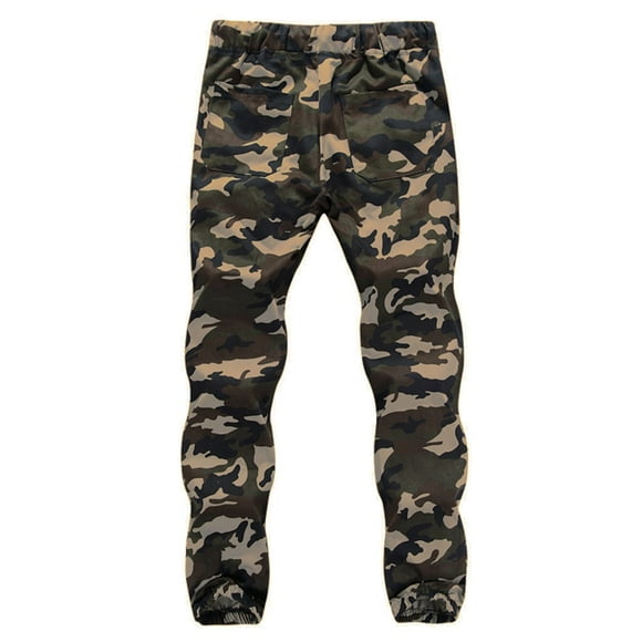 Men's Camouflage Pants M-5XL Fashion Mens Casual Sports Camouflage Elastic Belt Pencil Trousers Pants