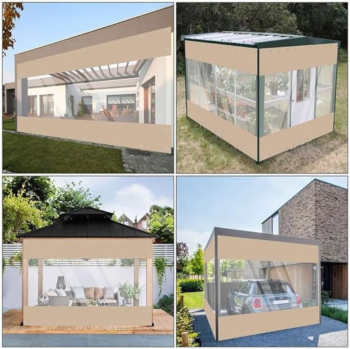 TOPCHANCES Outdoor Clear Vinyl Curtains with Grommets and Rope, Waterproof Cold Resistant Vinyl Patio Enclosure, PVC Heavy Duty Clear Tarps for Patio, Pergola, Porch,Gazebos,Balcony, 8'Hx15'W