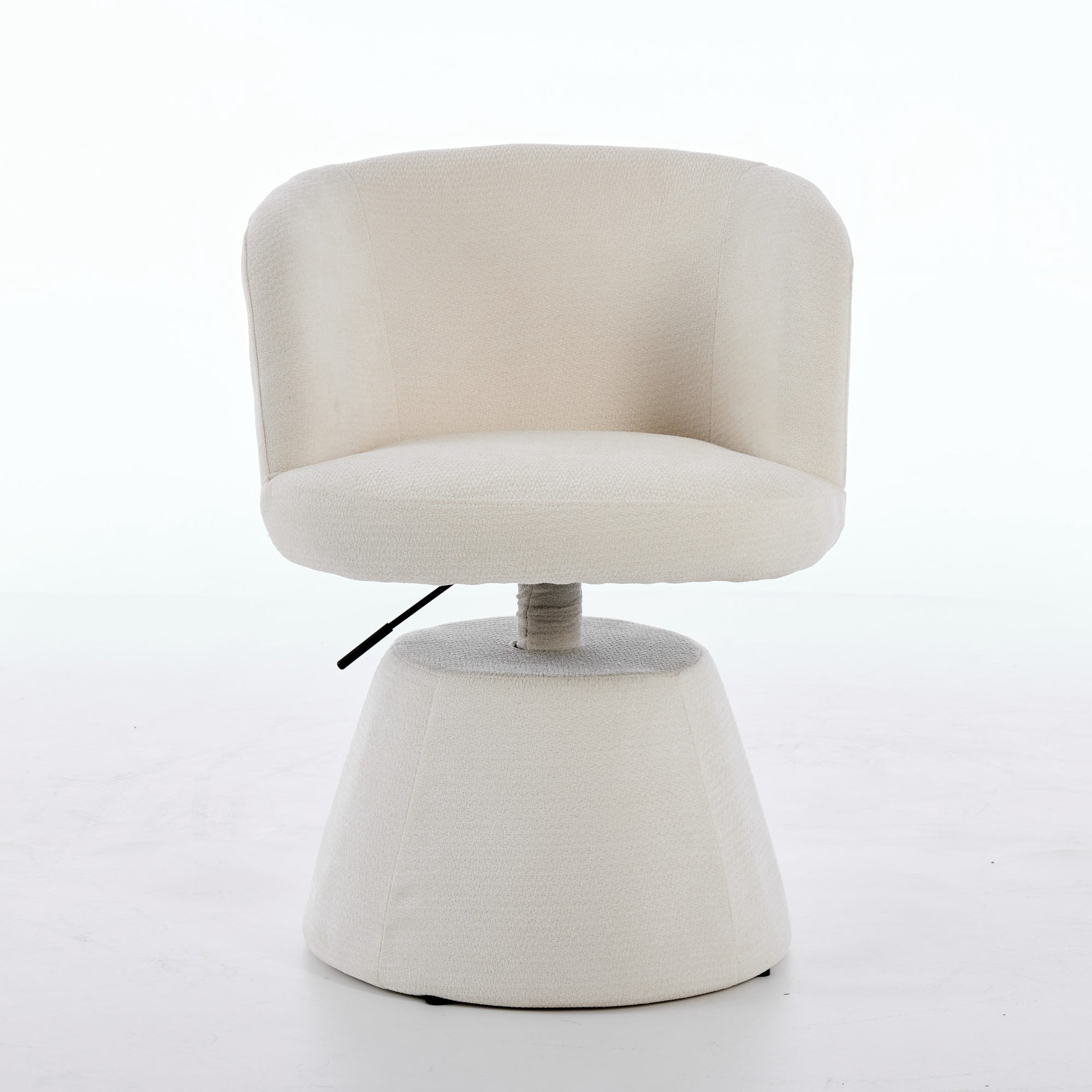 Adjustable Height 360-Degree Swivel Bar Stool with Chenille Upholstery, Ergonomic Vanity and Dining Chair for Kitchen Island, Beige