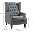 thumbnail image 3 of HOMCOM Button Tufted Accent Chair, Faux Leather Armchair, Grey, 3 of 10