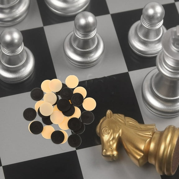 Homoyoyo 32-Piece Checkers Game Set with Plastic Round Pieces for Family Travel and Entertainment Fun