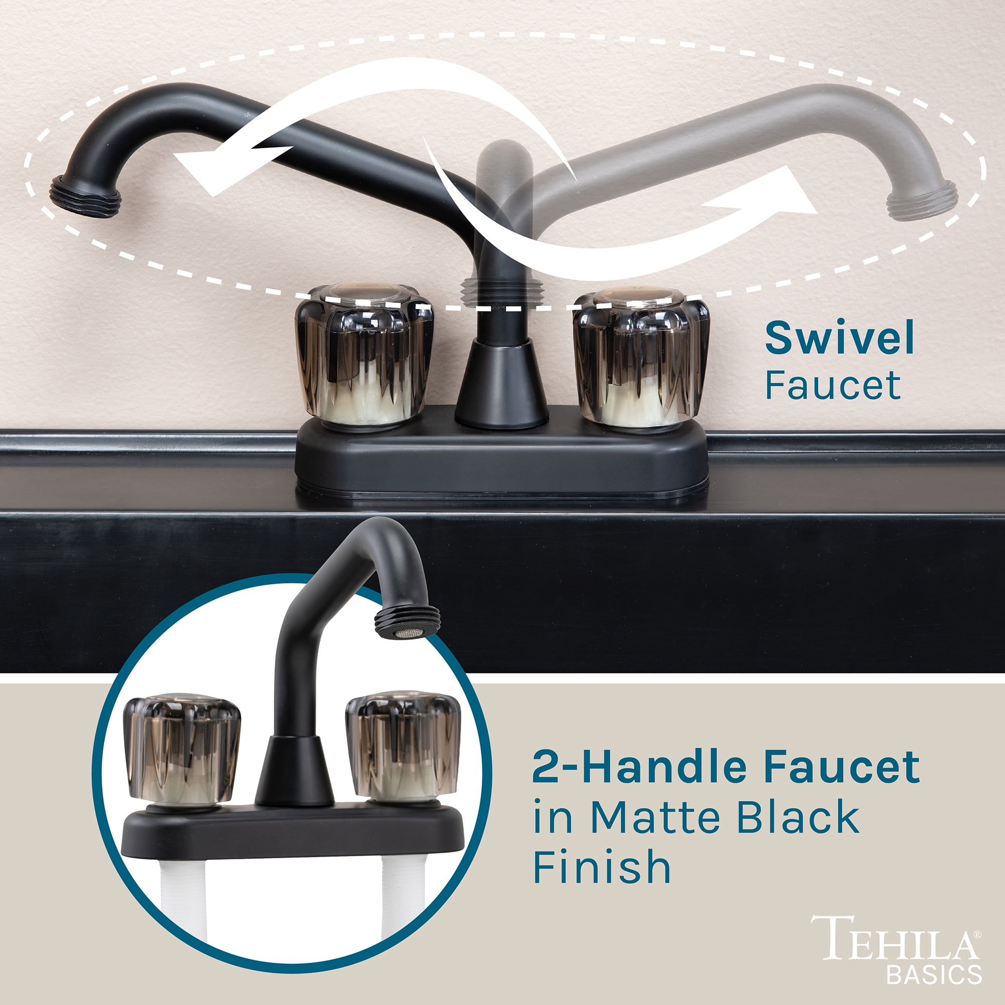 Tehila Black Freestanding Utility Sink with Rust-Proof Steel Legs and Adjustable Levelers for Laundry Room