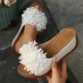 thumbnail image 2 of Wensltd Womens Vacation Sandals Comfortable Round Toe Solid Color Floral Design Thick Sole Wedge Sandals White, 2 of 9