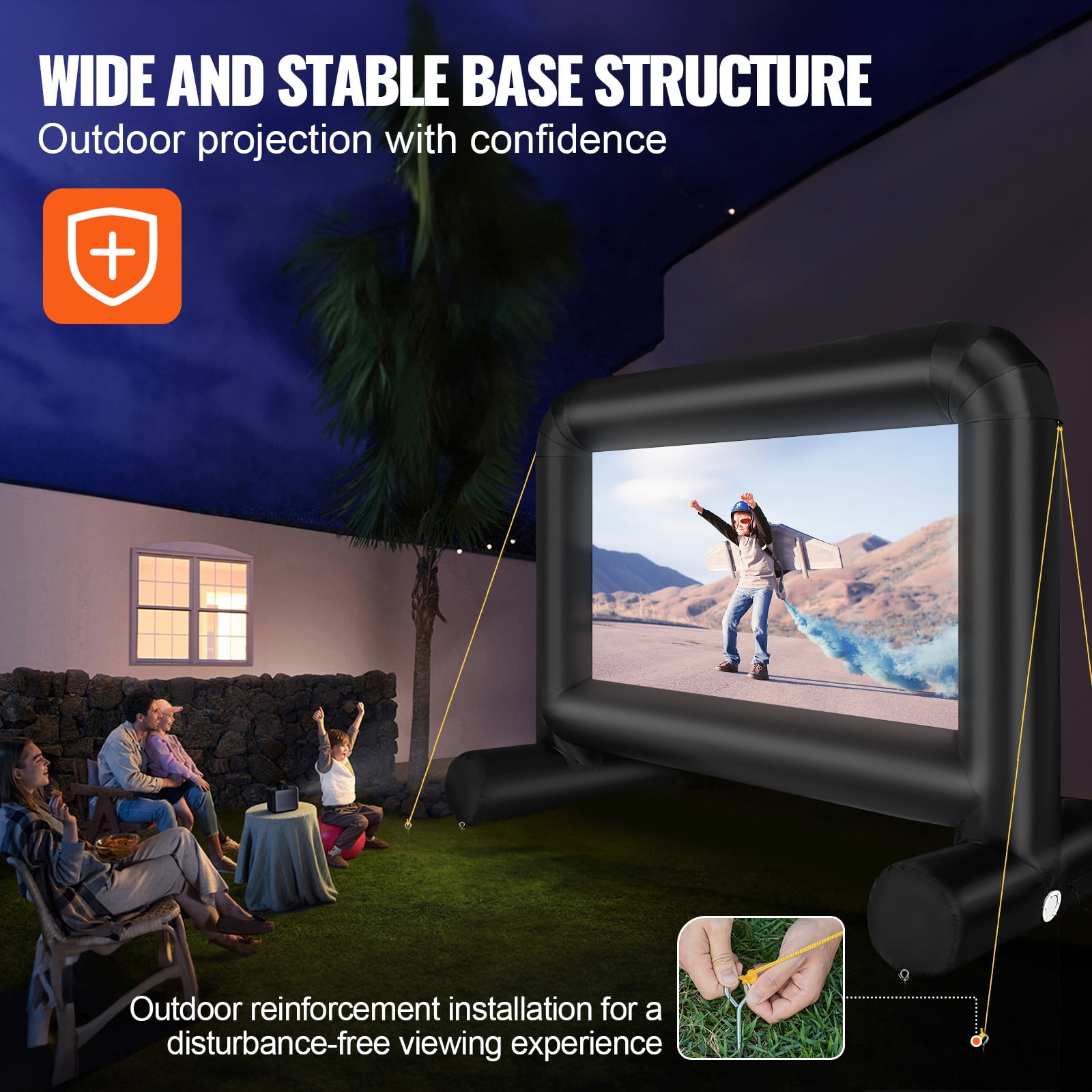 SKYSHALO Outdoor 14 ft nflatable Movie Projector Screen with Blower, Black