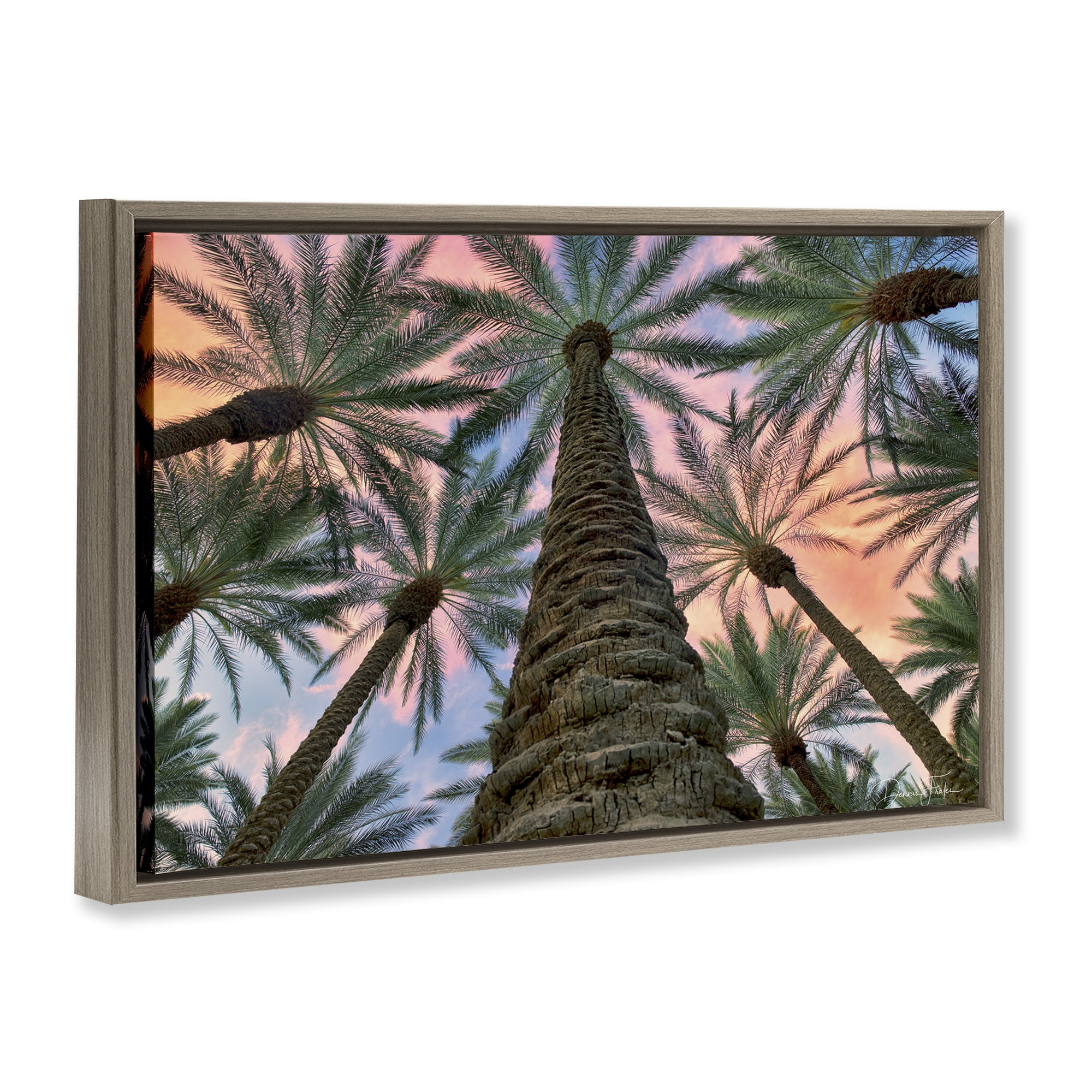 Stupell Industries Tall Overhead Palms Plants & Flowers Photography Brown Floater Framed Canvas Art Print Wall Art, 31 x 21