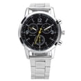 thumbnail image 2 of Deyuer Fashion Men Round Sub-dials Decor Alloy Band Analog Quartz Wrist Watch Gift, 2 of 8