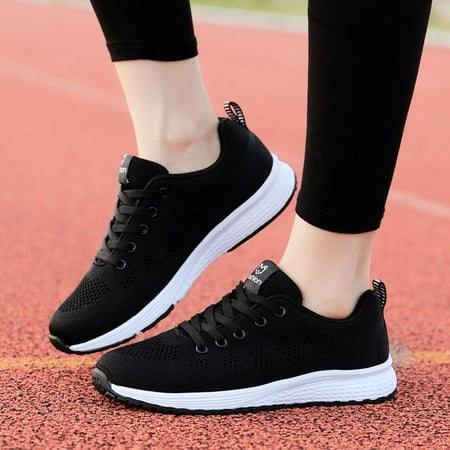 

HIBRO Women Mesh Solid Non-Slip Lace-Up Shoe Sneakers Casual Shoe Student Running Shoe