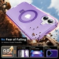 thumbnail image 6 of for iPhone 16 Case, with Magnetic Invisible Stand [Military Drop Protection] [Compatible with MagSafe] Shockproof Slim Translucent Anti-Slip Case Cover for iPhone 16, Purple, 6 of 6