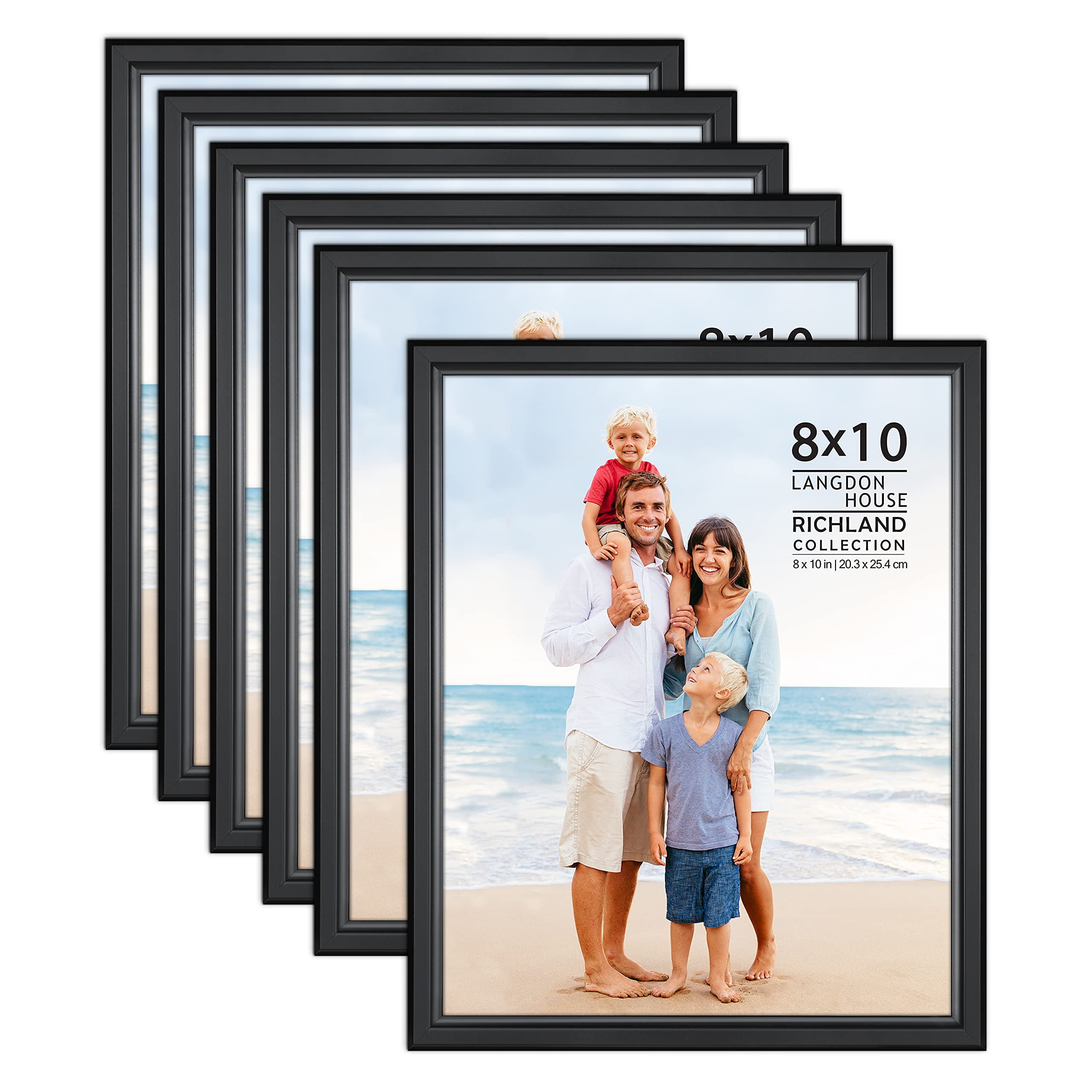 Langdon house 8x10 black picture frames 6 pk richland tabletop frames