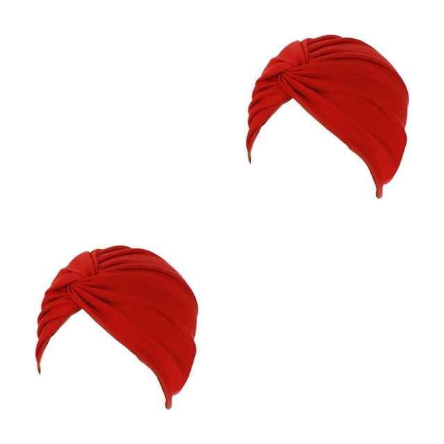 Minnieouse Turbante musulmán, gorros Hijabs, turbantes sólidos, sombreros, gorro con volantes, transpirable, cabeza de quimio, pelo para rojo brillante 2piezas