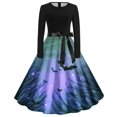 thumbnail image 1 of Long Dress with Sleeves,Summer Casual Dress,Ladies Casual Long Sleeved Round Neck Printed Fashionable Strap Dress, 1 of 3