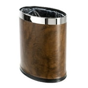 Brelso Invisi-Overlap Open Top Leatherette Trash Can, Small Office Wastebasket, Modern Home Décor, Oval Shape (Brown)