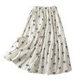 thumbnail image 2 of Skirts for Women LEBONYARD High-waisted Skirt with Pockets,Vintage Floral Medium Long-line Thin Dress Lady White M, 2 of 9
