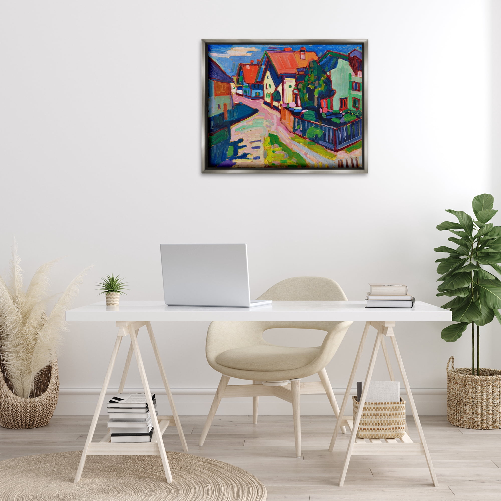 Stupell Industries Kandinsky Murnau Landscape Scenic & Cityscapes Painting Gray Floater Framed Canvas Art Print Wall Art, 31 x 25