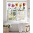 thumbnail image 4 of Curtain Valance for Windows,Spring Colorful Flower Lavender on White Kitchen Valances Rod Pocket Short Curtains,Green Leaves Window Treatment Panel for Bedroom Bathroom 54x18in, 4 of 9
