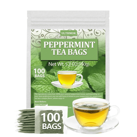 ULTHMOK Peppermint Tea Bags  Tea bags made from 100% pure mint leaves  100 Tea Bags