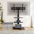 FITUEYES Tempered Glass Base Floor TV Stand 32-65 Inch, Height ...